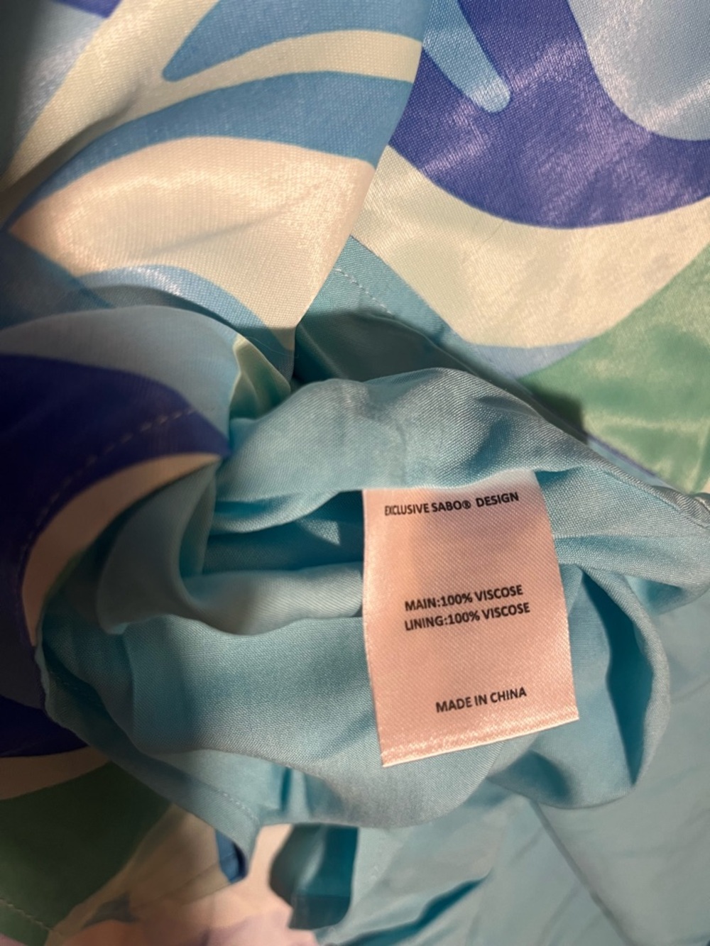 NWT Sabo Blue & Green Abstract Print Pencil Skirt - Picture 5 of 5